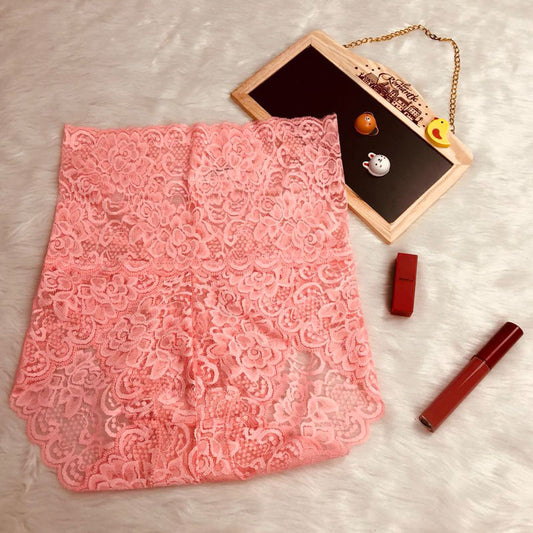 High-waisted lace panties feminine temptation no trace large size hips abdomen transparent briefs cotton ladies underwear