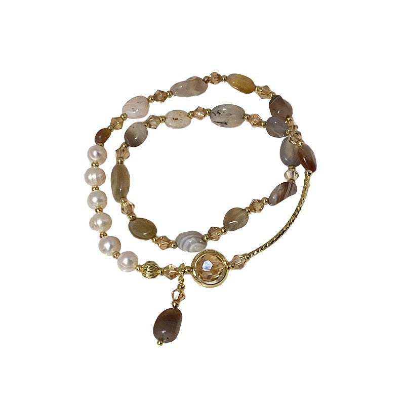 Pearl Double Layer Crystal Bracelet For Women