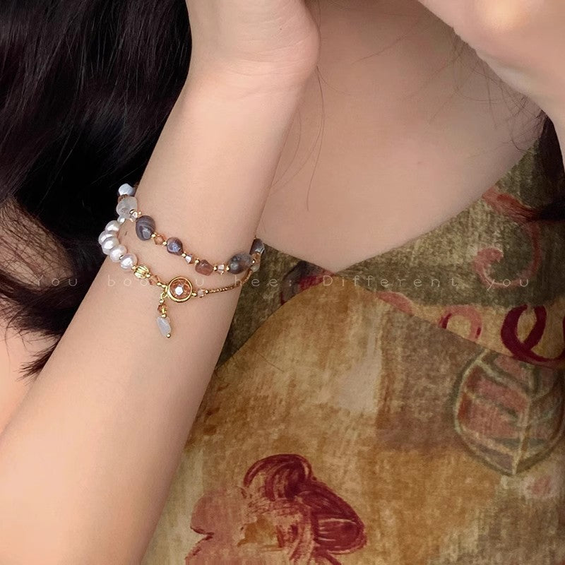 Pearl Double Layer Crystal Bracelet For Women